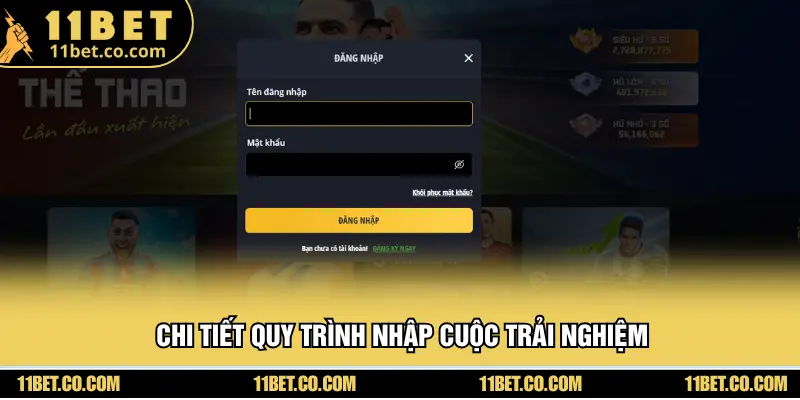 Hướng dẫn thao tác tạo tài khoản mới tại 11 BET