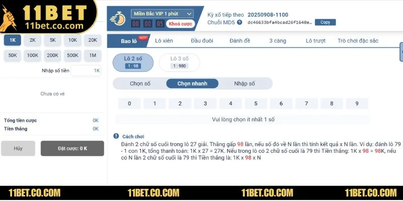 Lô Đề Siêu Tốc MD5 - Game Quay Số Chất Lượng Tại 11BET Những lợi ích vượt trội khi tham gia lô đề siêu tốc MD5