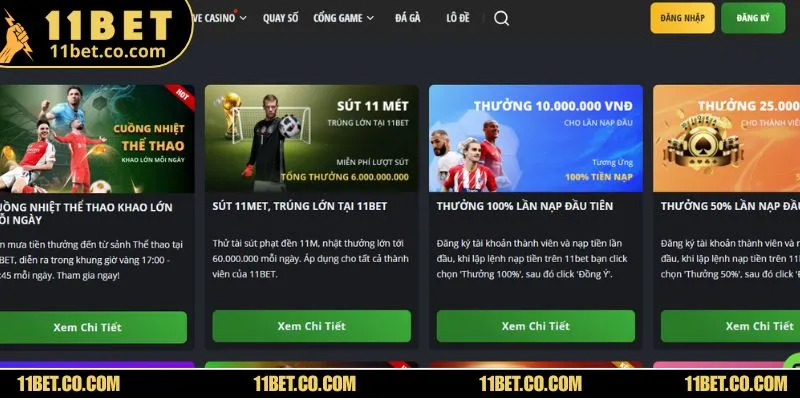 Tổng hợp các sự kiện ưu đãi hấp dẫn tại 11BET 